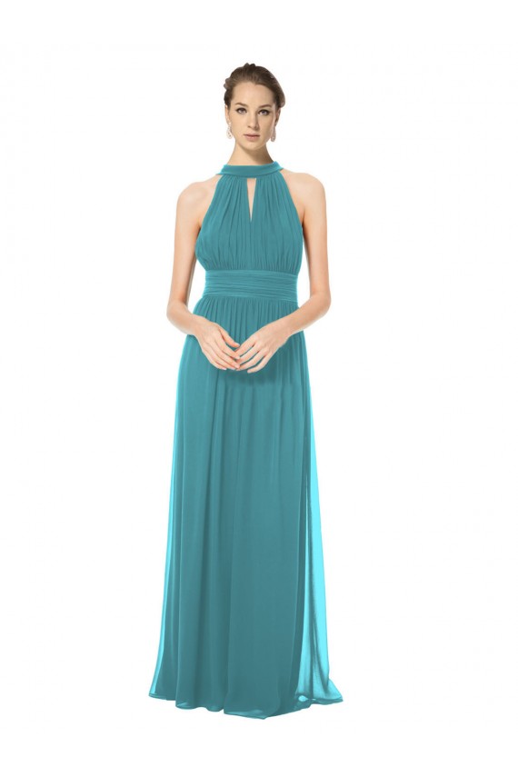 Beste Jagdgrün A-Linien Neckholder Chiffon Lange Brautjungfernkleider