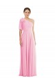 Beste Kaum Rosa Trompete Eine-Schulter Chiffon Lange Brautjungfernkleider