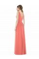 Beste Koralle A-Linien V-Ausschnitt Chiffon Lange Brautjungfernkleider