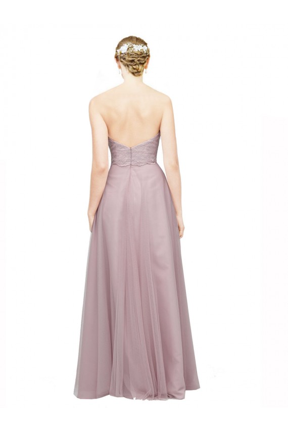Beste Light Lilac A-Linien Tüll Spitze Lange Brautjungfernkleider