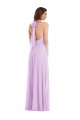 Beste Lila A-Linien Neckholder Chiffon Lange Brautjungfernkleider