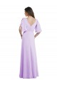 Beste Lila A-Linien V-Ausschnitt Chiffon Lange Brautjungfernkleider