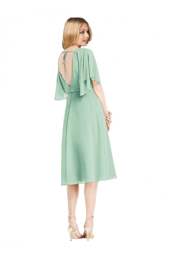 Beste Minzgrün A-Linien Knielang Chiffon Kurze Brautjungfernkleider