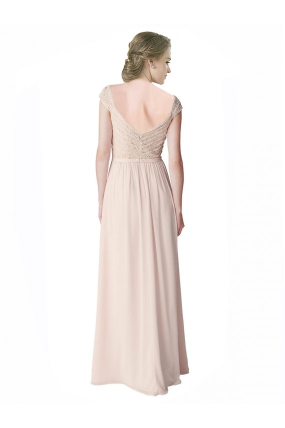 Beste Minzgrün A-Linien V-Ausschnitt Chiffon Spitze Lange Brautjungfernkleider