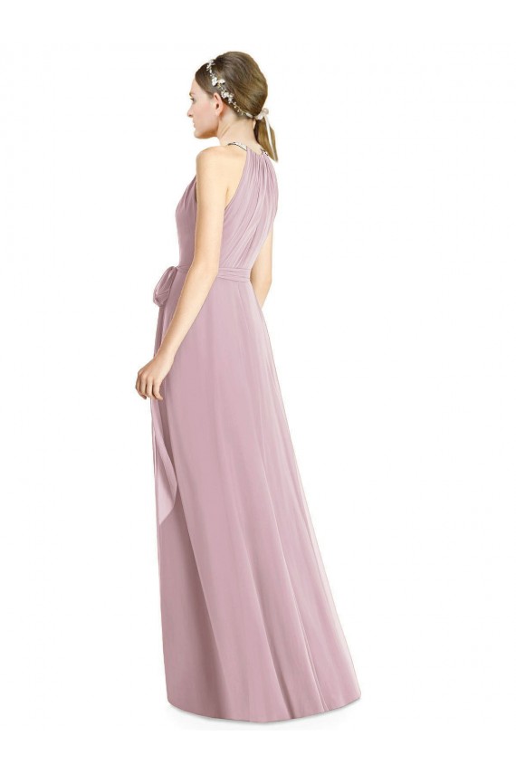 Beste Primel A-Linien Neckholder Chiffon Lange Brautjungfernkleider