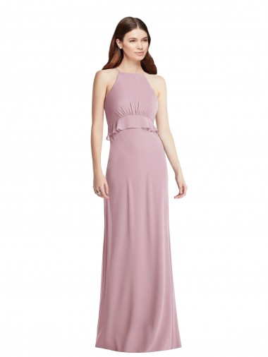 Beste Primel A-Linien Neckholder Chiffon Lange Brautjungfernkleider