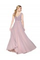 Beste Primel A-Linien V-Ausschnitt Chiffon Lange Formale Brautjungfernkleider / Abendkleider / Abiballkleider