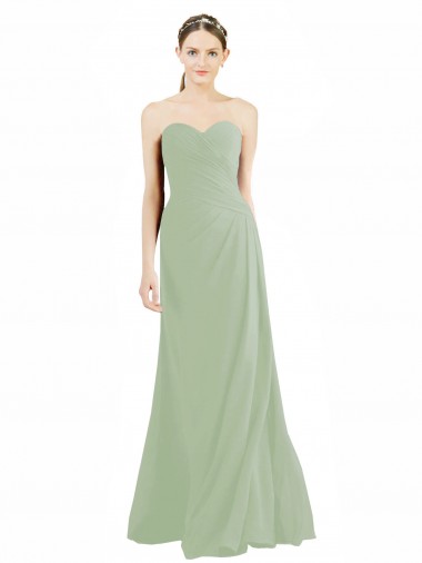 Beste Rauchgrün A-Linien Chiffon Lange Brautjungfernkleider
