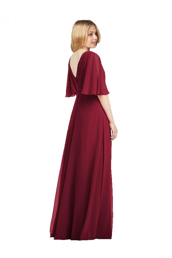 Beste Rauchgrün Trompete V-Ausschnitt Chiffon Lange Brautjungfernkleider