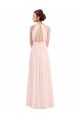 Beste Rosa 42 A-Linien Neckholder Chiffon Lange Brautjungfernkleider