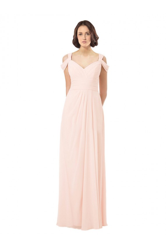 Beste Rosa 42 A-Linien Off-Schulter Chiffon Lange Brautjungfernkleider