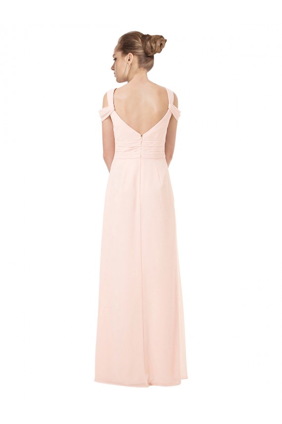 Beste Rosa 42 A-Linien Off-Schulter Chiffon Lange Brautjungfernkleider