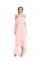 Beste Rosa A-Linien Off-Schulter Chiffon Lange Brautjungfernkleider