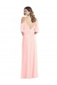 Beste Rosa A-Linien V-Ausschnitt Chiffon Lange Brautjungfernkleider