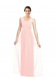 Beste Rosa A-Linien V-Ausschnitt Chiffon Lange Brautjungfernkleider