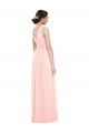 Beste Rosa A-Linien V-Ausschnitt Chiffon Lange Brautjungfernkleider