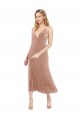 Beste Rosa A-Linien V-Ausschnitt Midi Stretch-Samt Kurze Brautjungfernkleider / Abiballkleider / Cocktailkleider / Heimkehr Kleider