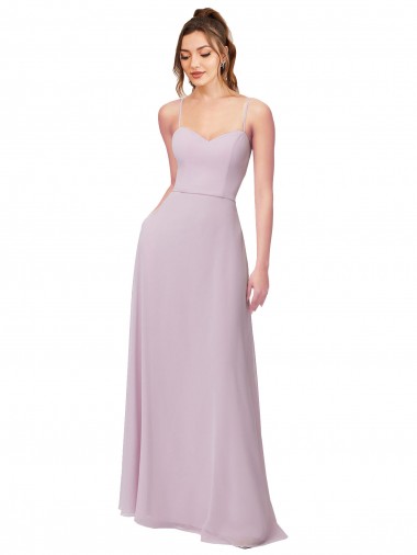 Beste Rosa Leuchten A-Linien Chiffon Lange Brautjungfernkleider