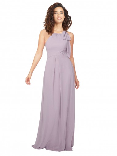 Beste Rosa Leuchten A-Linien Neckholder Chiffon Lange Brautjungfernkleider