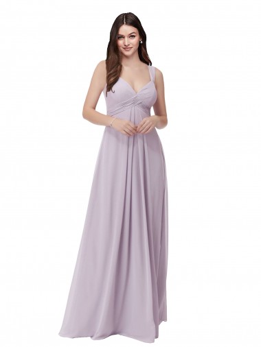 Beste Rosa Leuchten A-Linien V-Ausschnitt Chiffon Lange Brautjungfernkleider