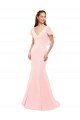 Beste Rosa Meerjungfrau V-Ausschnitt Chiffon Lange Brautjungfernkleider