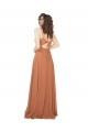 Beste Rosenholz A-Linien V-Ausschnitt Chiffon Lange Brautjungfernkleider