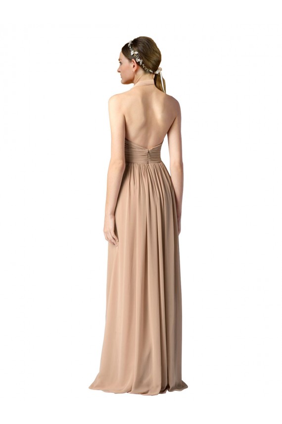 Beste Rot A-Linien Neckholder V-Ausschnitt Chiffon Lange Brautjungfernkleider