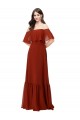 Beste Rot A-Linien Off-Schulter Chiffon Lange Brautjungfernkleider