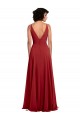 Beste Rot A-Linien V-Ausschnitt Chiffon Lange Brautjungfernkleider