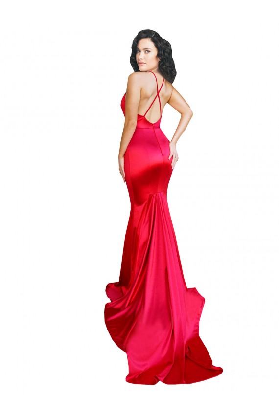 Beste Rot Meerjungfrau Stretch-Satin Lange Formale Brautjungfernkleider / Abendkleider / Abiballkleider