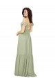 Beste Safran A-Linien V-Ausschnitt Chiffon Lange Brautjungfernkleider