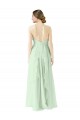 Beste Salbeigrün A-Linien Neckholder Chiffon Lange Brautjungfernkleider