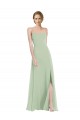 Beste Salbeigrün A-Linien Scoop Chiffon Lange Brautjungfernkleider