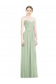 Beste Salbeigrün A-Linien Trägerlos Chiffon Lange Brautjungfernkleider