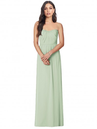 Beste Salbeigrün Trompete Trägerlos Chiffon Lange Brautjungfernkleider