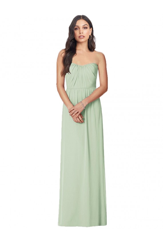Beste Salbeigrün Trompete Trägerlos Chiffon Lange Brautjungfernkleider