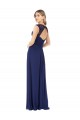 Beste Saphir A-Linien V-Ausschnitt Chiffon Lange Brautjungfernkleider