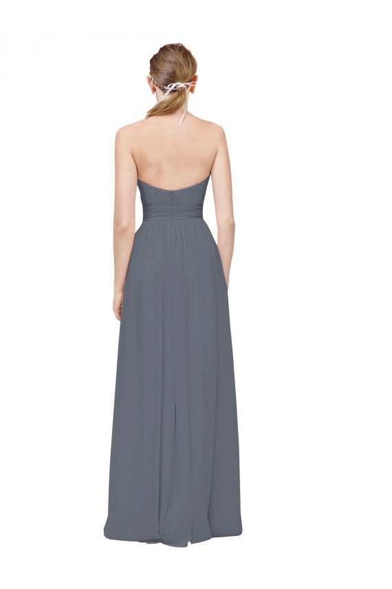 Beste Schiefergrau A-Linien Chiffon Lange Brautjungfernkleider