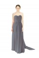Beste Schiefergrau A-Linien Chiffon Lange Brautjungfernkleider