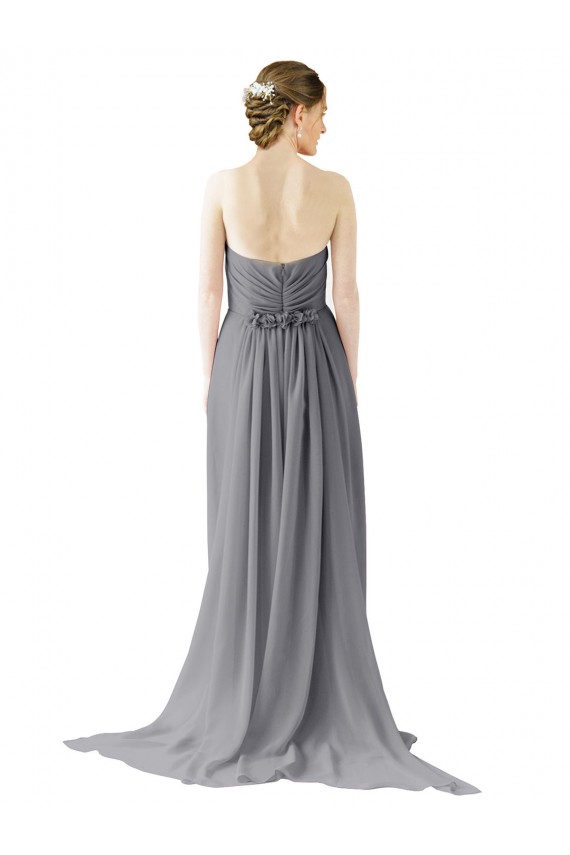 Beste Schiefergrau A-Linien Chiffon Lange Brautjungfernkleider