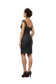 Beste Schiefergrau A-Linien Off-Schulter Knielang Chiffon Spitze Kurze Brautjungfernkleider / Cocktailkleider