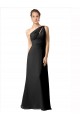 Beste Schwarz A-Linien Eine-Schulter Chiffon Lange Brautjungfernkleider