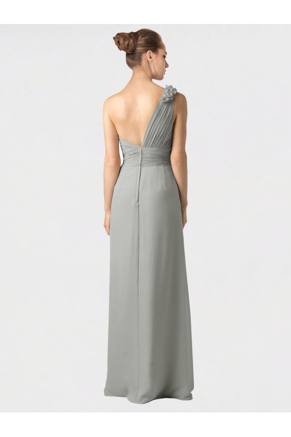 Beste Schwarz A-Linien Eine-Schulter Chiffon Lange Brautjungfernkleider