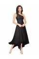 Beste Schwarz A-Linien Eine-Schulter Trägerlos Midi Chiffon Kurze Brautjungfernkleider / Cocktailkleider / Heimkehr Kleider