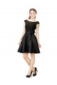 Beste Schwarz A-Linien Illusion Ausschnitt Knielang Satin Spitze Kurze Brautjungfernkleider / Cocktailkleider / Heimkehr Kleider