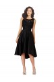 Beste Schwarz A-Linien Illusion Ausschnitt Midi Satin Spitze Kurze Brautjungfernkleider / Cocktailkleider / Heimkehr Kleider