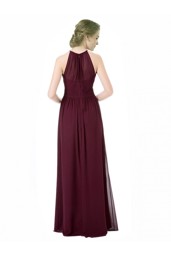 Beste Schwarz A-Linien Neckholder Chiffon Lange Brautjungfernkleider