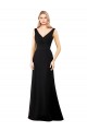 Beste Schwarz A-Linien V-Ausschnitt Chiffon Lange Brautjungfernkleider / Abiballkleider