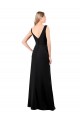 Beste Schwarz A-Linien V-Ausschnitt Chiffon Lange Brautjungfernkleider / Abiballkleider