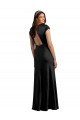 Beste Schwarz A-Linien V-Ausschnitt Stretch-Satin Lange Formale Brautjungfernkleider / Abendkleider / Abiballkleider